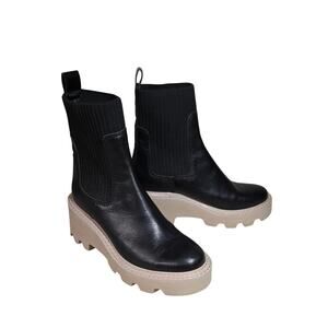 Dolce Vita Hoven H2O Chelsea Boots Black Leather Chucky Lug Platform Sole